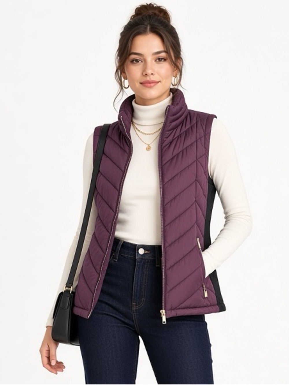 Calvin Klein Light Puffer Vest Purple Eggplant Size Small